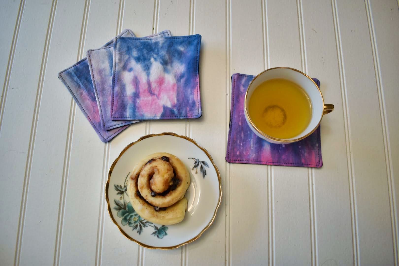 Ensemble de 4 sous-verres - Tie dye mauve