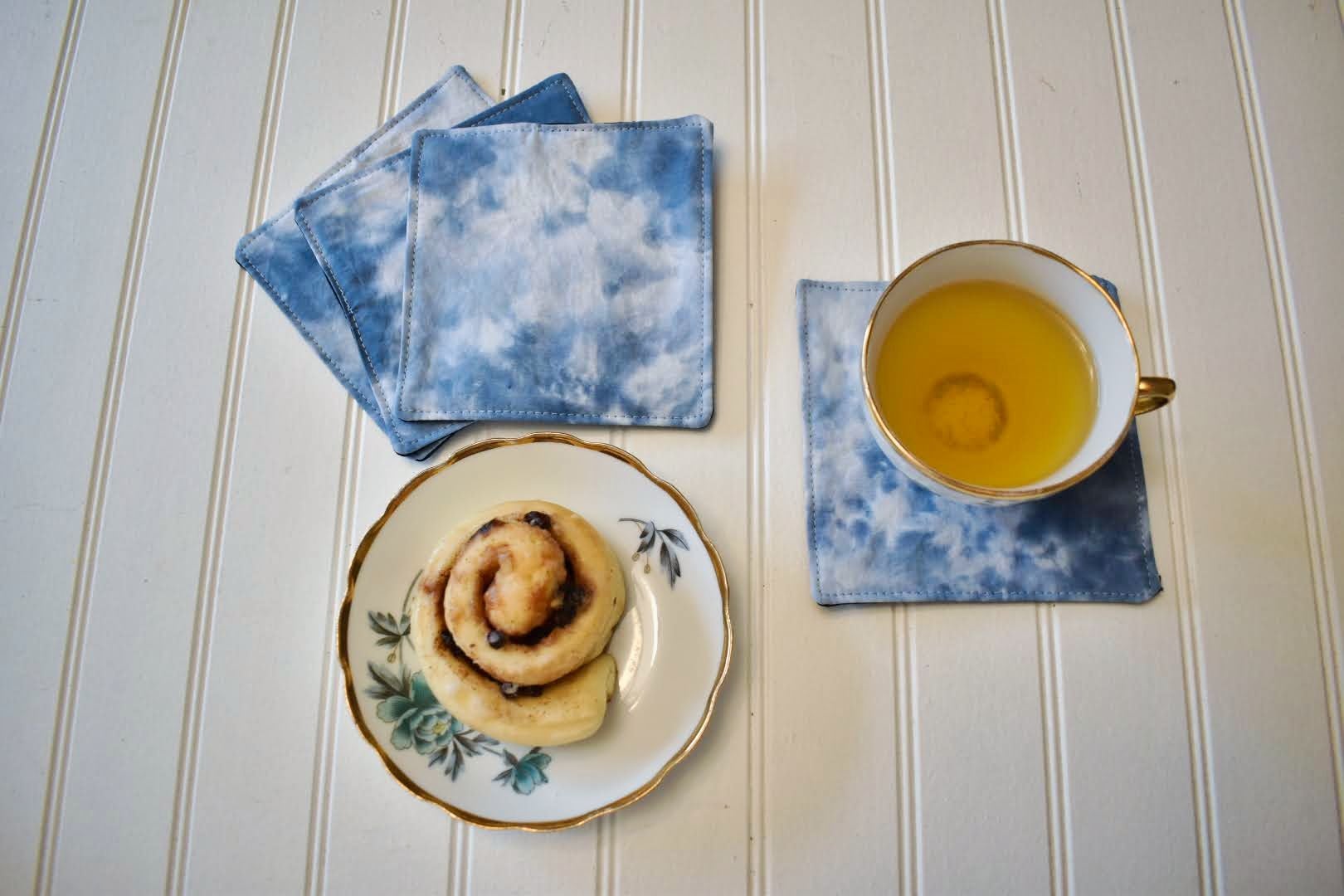 Ensemble de 4 sous-verres - Tie dye bleu